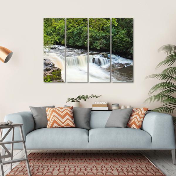 Dundaff Linn Waterfall Canvas Wall Art-1 Piece-Gallery Wrap-36" x 24"-Tiaracle