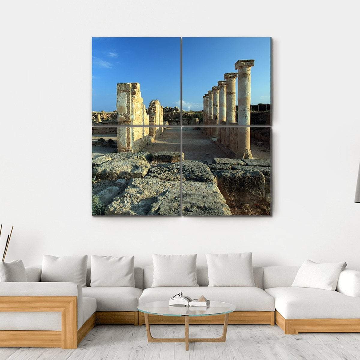 Temple Columns In Paphos Canvas Wall Art-4 Square-Gallery Wrap-17" x 17"-Tiaracle