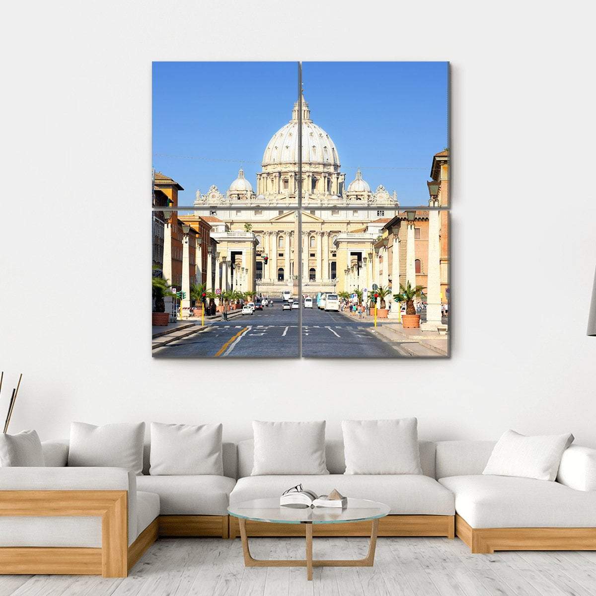 Basilica Di San Pietro Canvas Wall Art-4 Square-Gallery Wrap-17" x 17"-Tiaracle