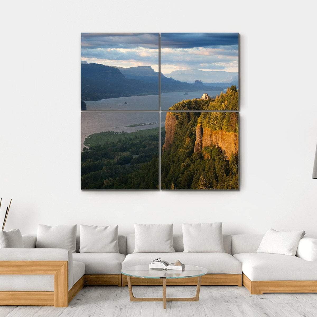 Columbia River &amp; Gorge Canvas Wall Art-4 Square-Gallery Wrap-17" x 17"-Tiaracle