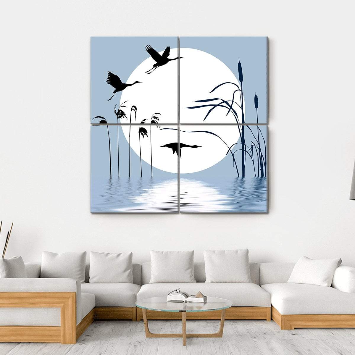 Flying Birds Silhouette Canvas Wall Art-4 Square-Gallery Wrap-17" x 17"-Tiaracle