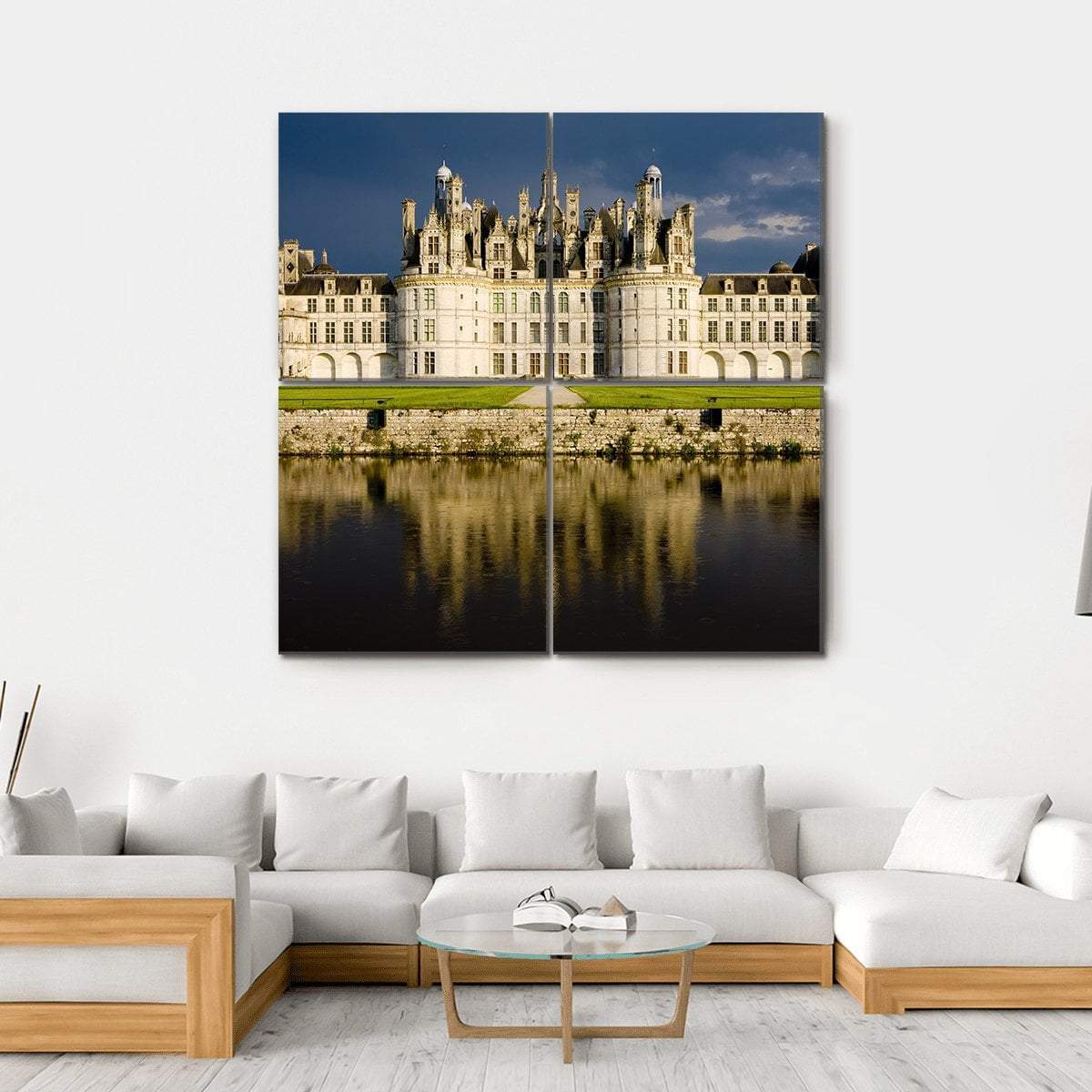 Chambord Castle Canvas Wall Art-4 Square-Gallery Wrap-17" x 17"-Tiaracle