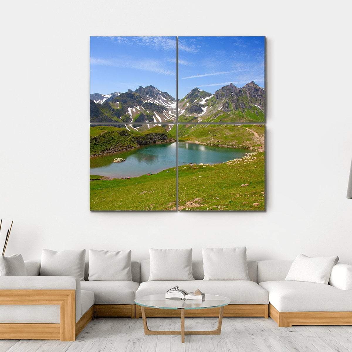 Summer Alpine Landscape Canvas Wall Art-4 Square-Gallery Wrap-17" x 17"-Tiaracle