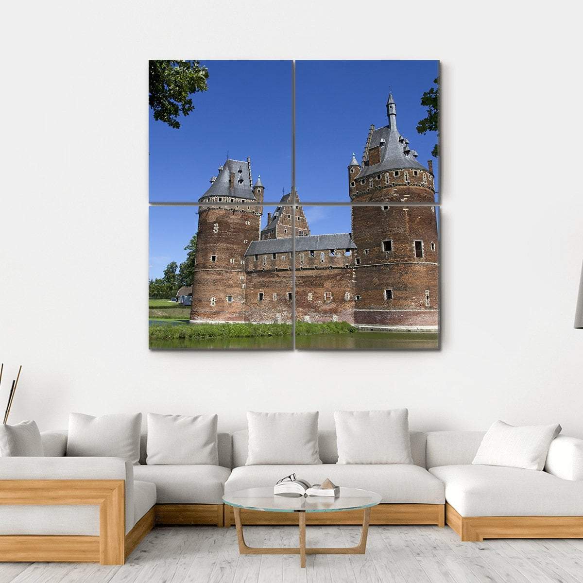 Castle in Beersel Canvas Wall Art-4 Square-Gallery Wrap-17" x 17"-Tiaracle