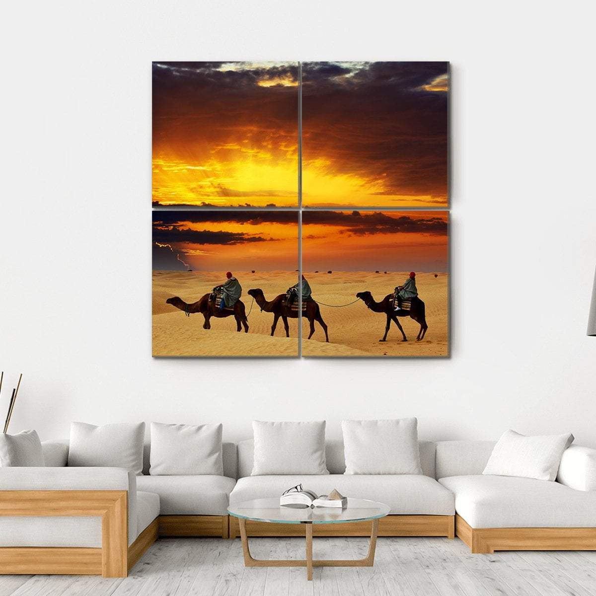 Camel Caravan Canvas Wall Art-4 Square-Gallery Wrap-17" x 17"-Tiaracle