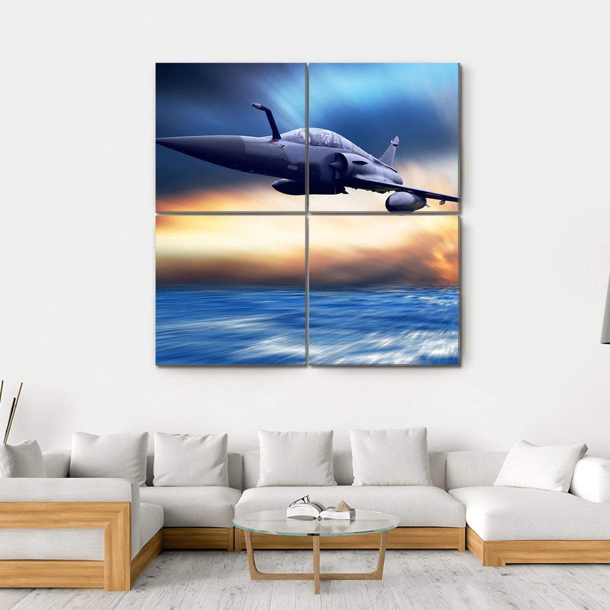 Military Airplane On Speed Canvas Wall Art-4 Square-Gallery Wrap-17" x 17"-Tiaracle