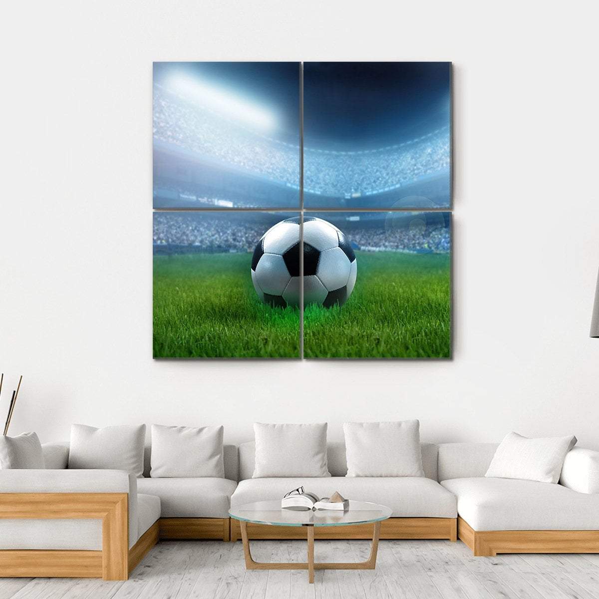 Close Up Of Football Canvas Wall Art-4 Square-Gallery Wrap-17&quot; x 17&quot;-Tiaracle
