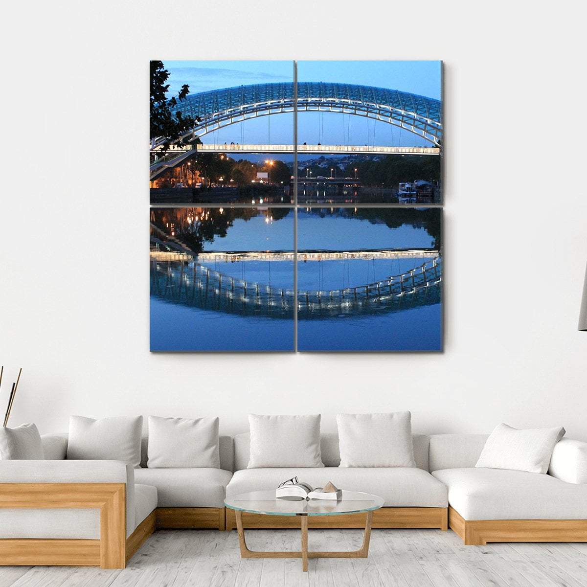 Modern Bridge In Tbilisi Canvas Wall Art-4 Square-Gallery Wrap-17" x 17"-Tiaracle