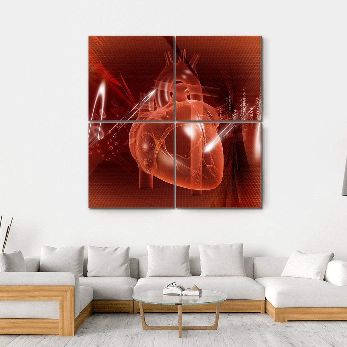 Human Heart Illustration Canvas Wall Art-4 Square-Gallery Wrap-17" x 17"-Tiaracle