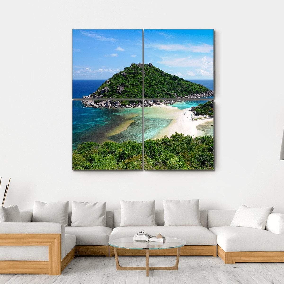 Koh Nang Yuan Island Thailand Canvas Wall Art-4 Square-Gallery Wrap-17" x 17"-Tiaracle