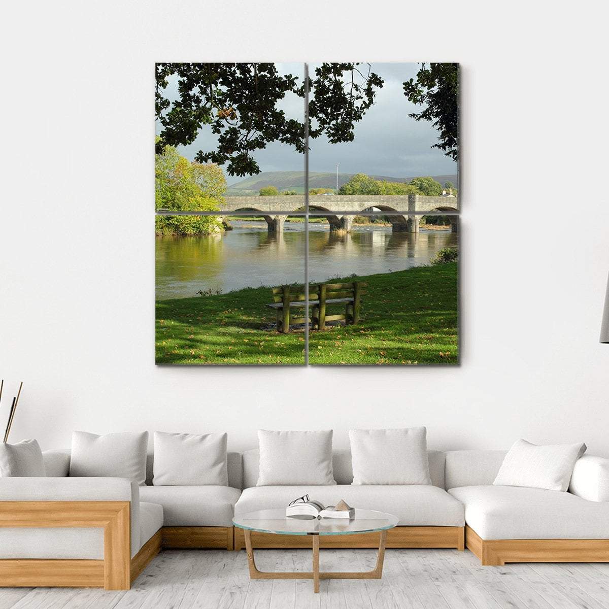 Bridge Over River Wye Canvas Wall Art-4 Square-Gallery Wrap-17" x 17"-Tiaracle