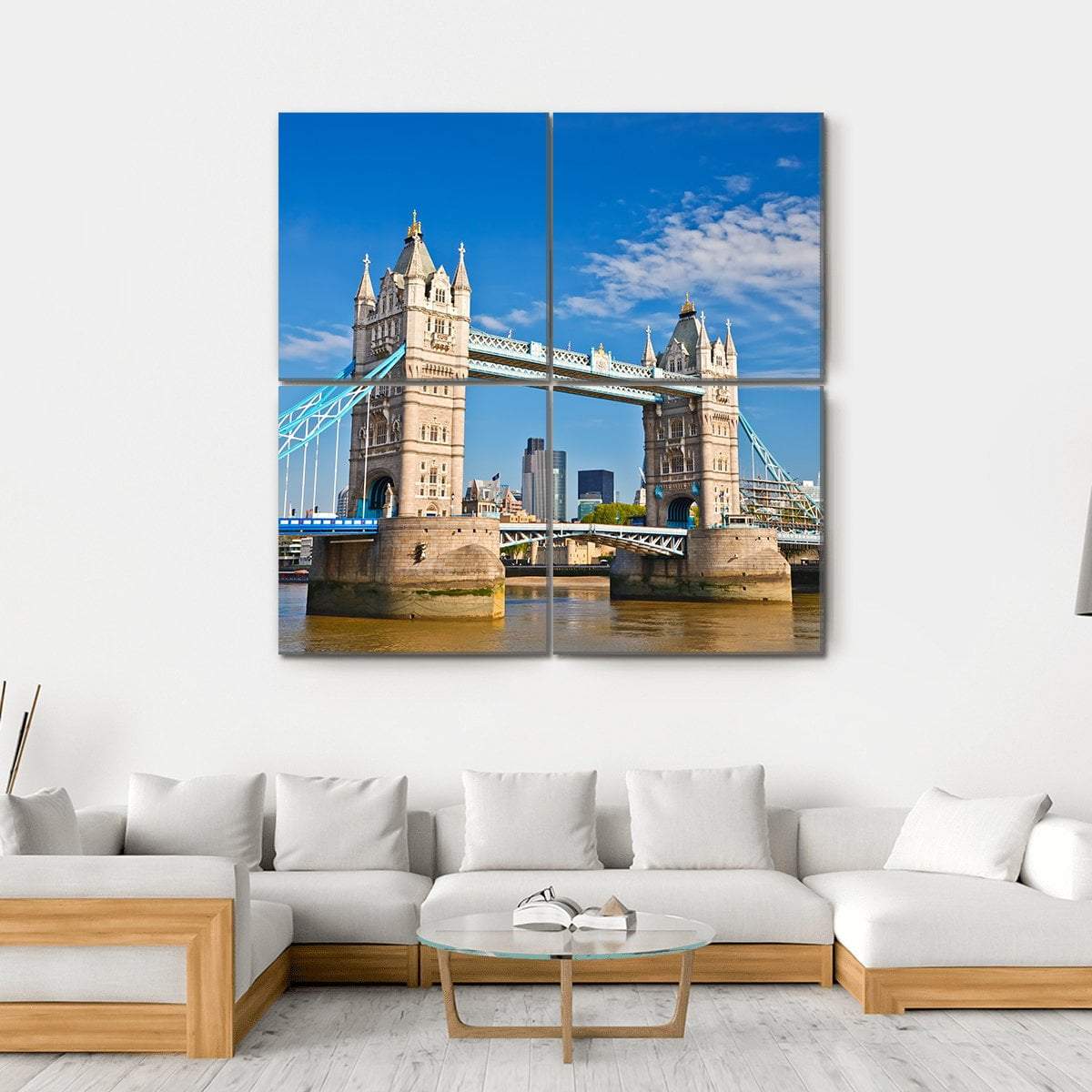 Tower Bridge In London Under Blue Sky Canvas Wall Art-4 Square-Gallery Wrap-17" x 17"-Tiaracle