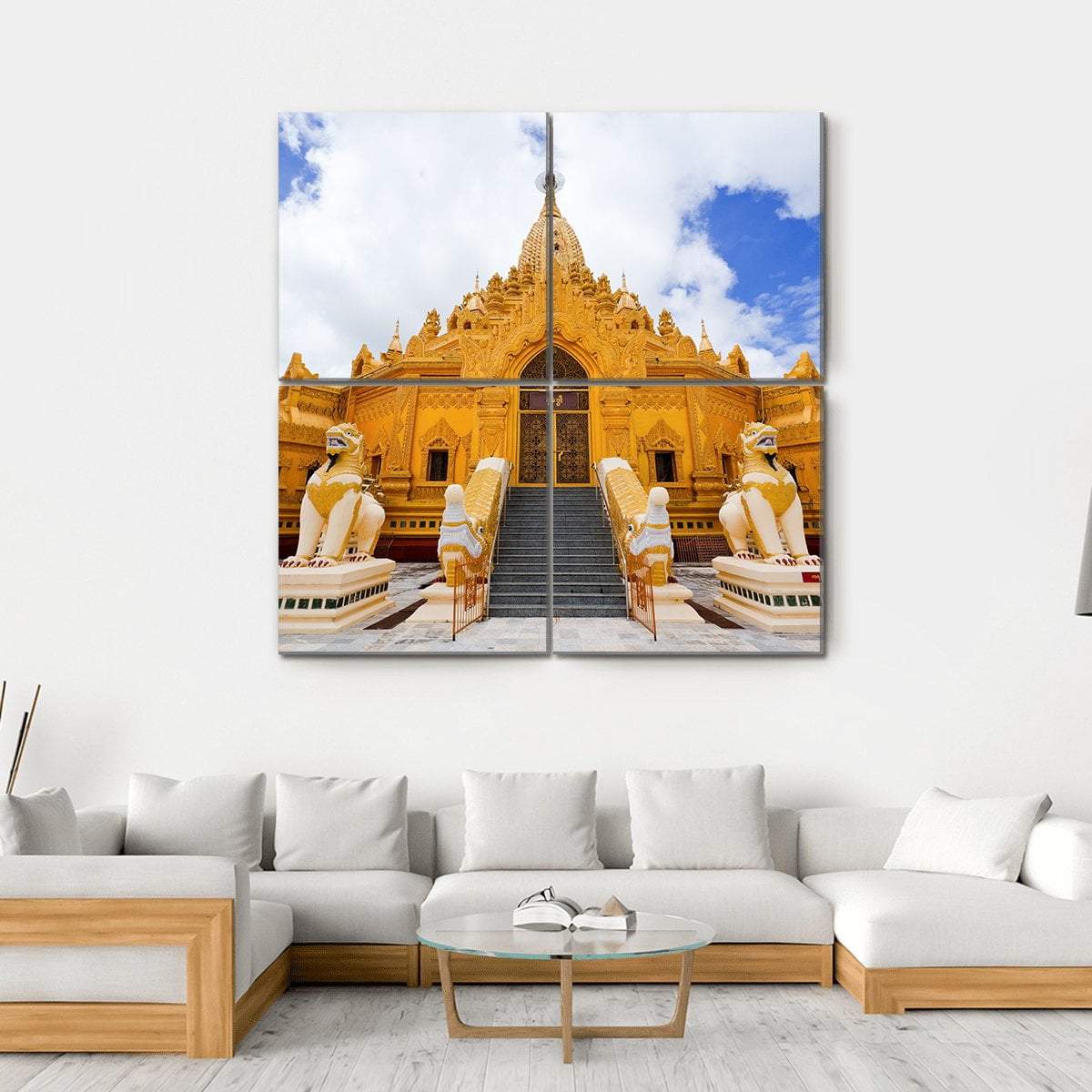 Swe Taw Myat Temple Canvas Wall Art-4 Square-Gallery Wrap-17" x 17"-Tiaracle