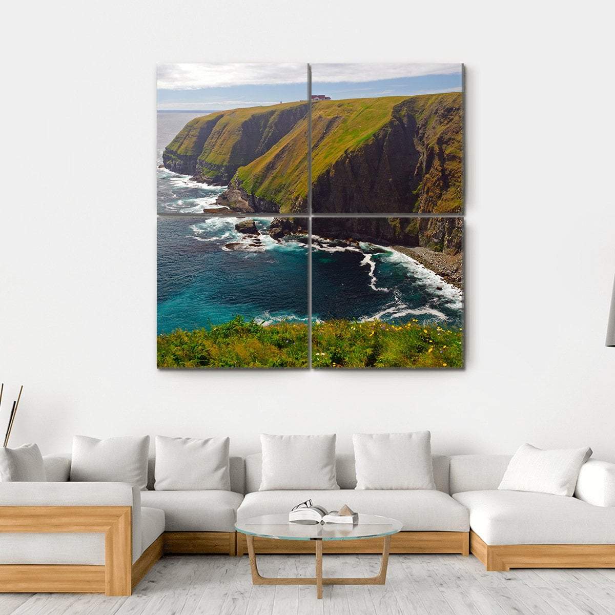Cliff At Cape St Mary Canvas Wall Art-4 Square-Gallery Wrap-17" x 17"-Tiaracle
