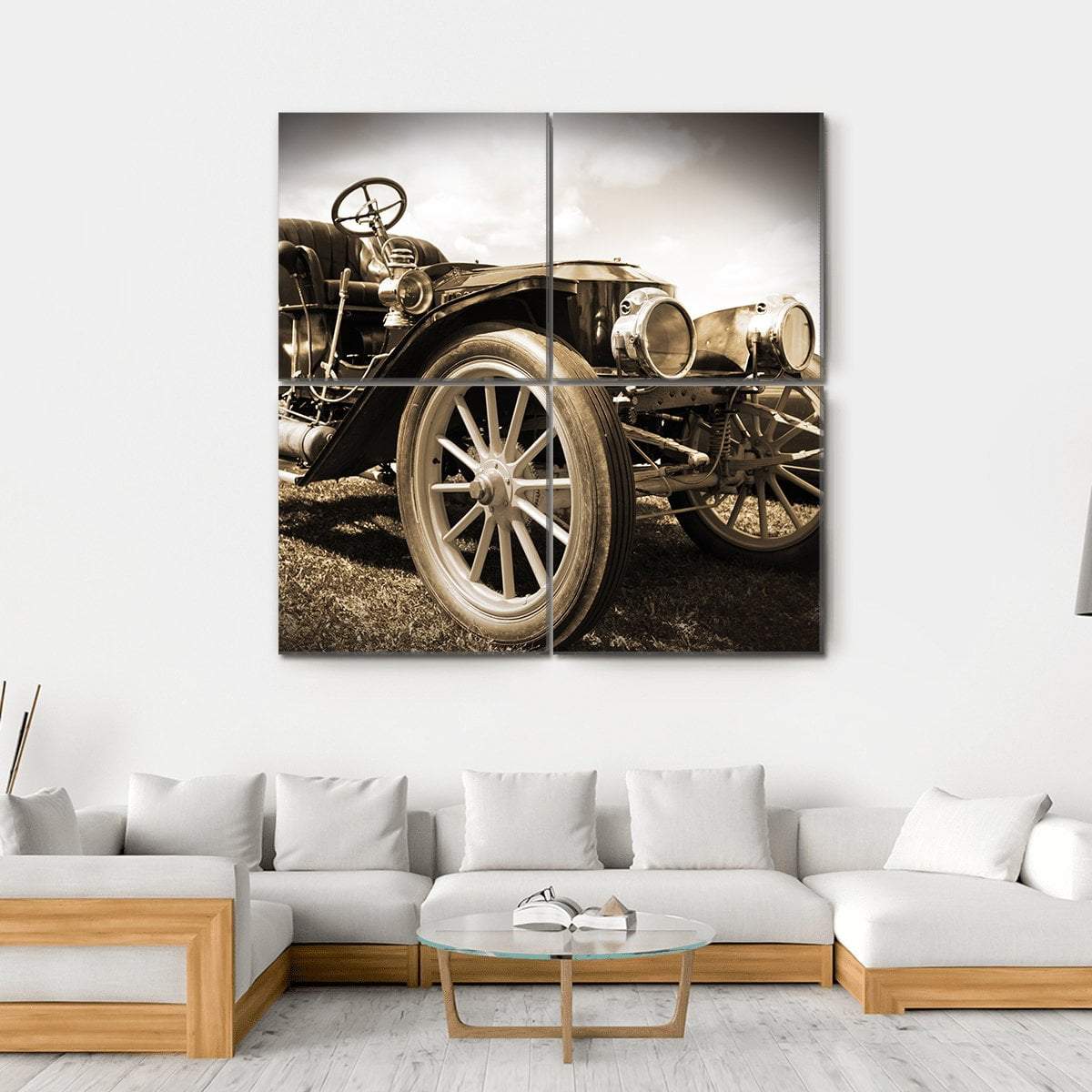 Retro Car Canvas Wall Art-4 Square-Gallery Wrap-17" x 17"-Tiaracle