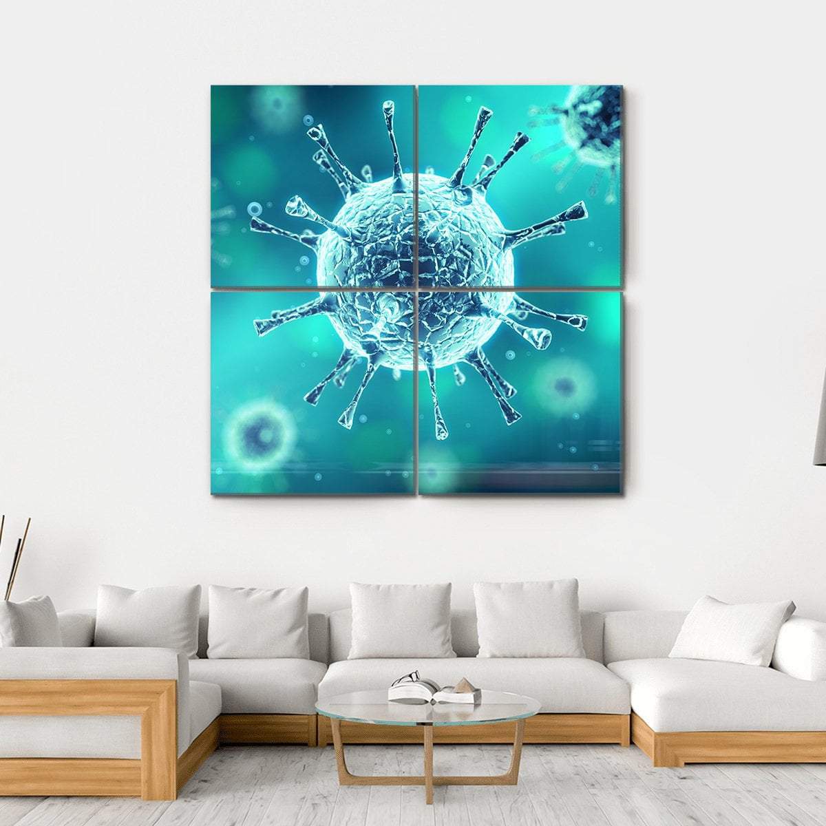 Close Up Of Virus Canvas Wall Art-4 Square-Gallery Wrap-17" x 17"-Tiaracle