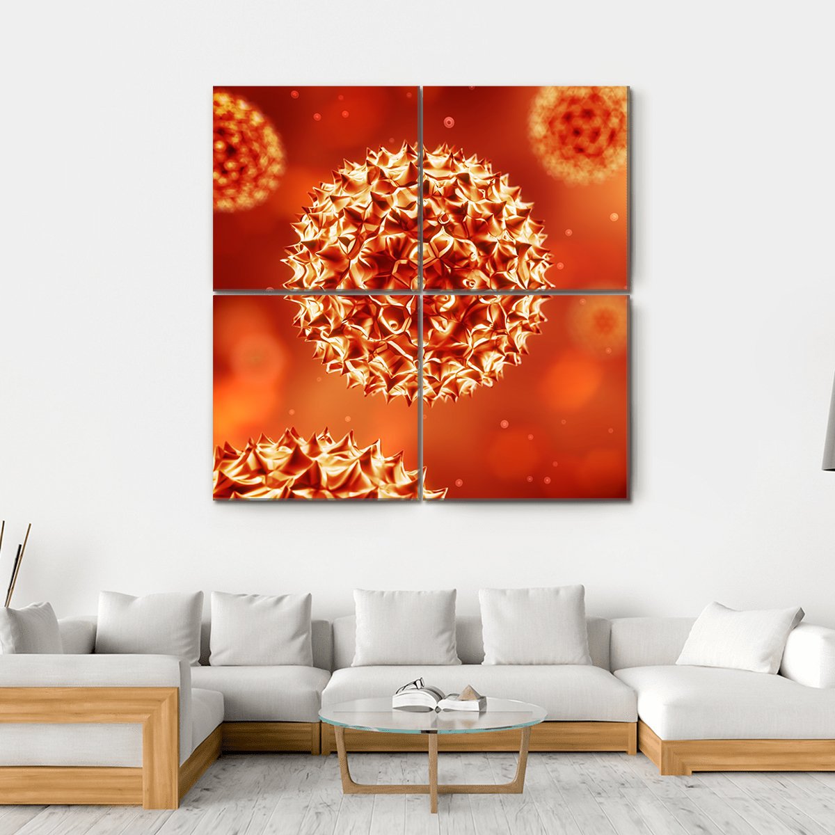 Close Up Of Virus Structure Canvas Wall Art-4 Square-Gallery Wrap-17" x 17"-Tiaracle