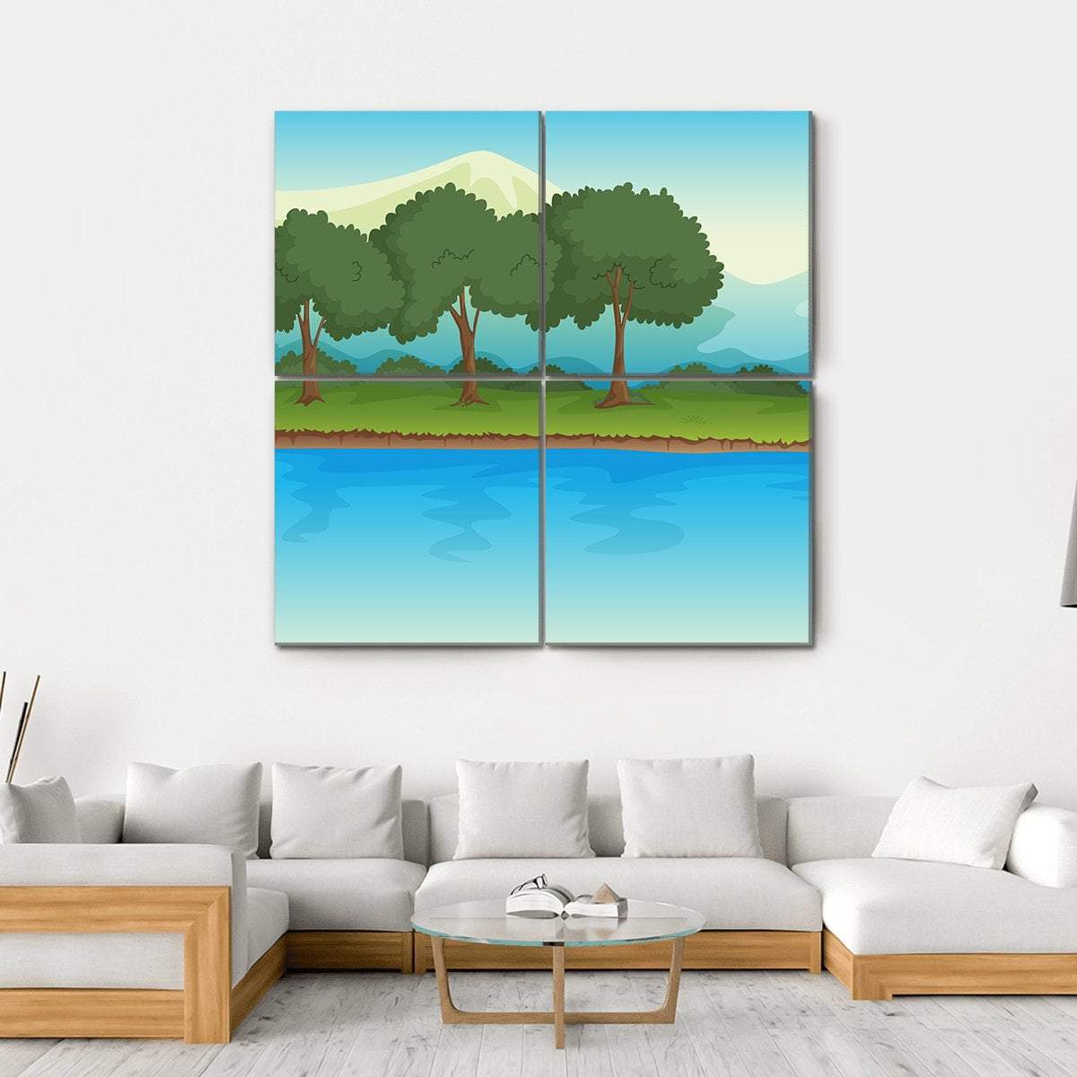 Illustration Of A River Canvas Wall Art-4 Square-Gallery Wrap-17" x 17"-Tiaracle