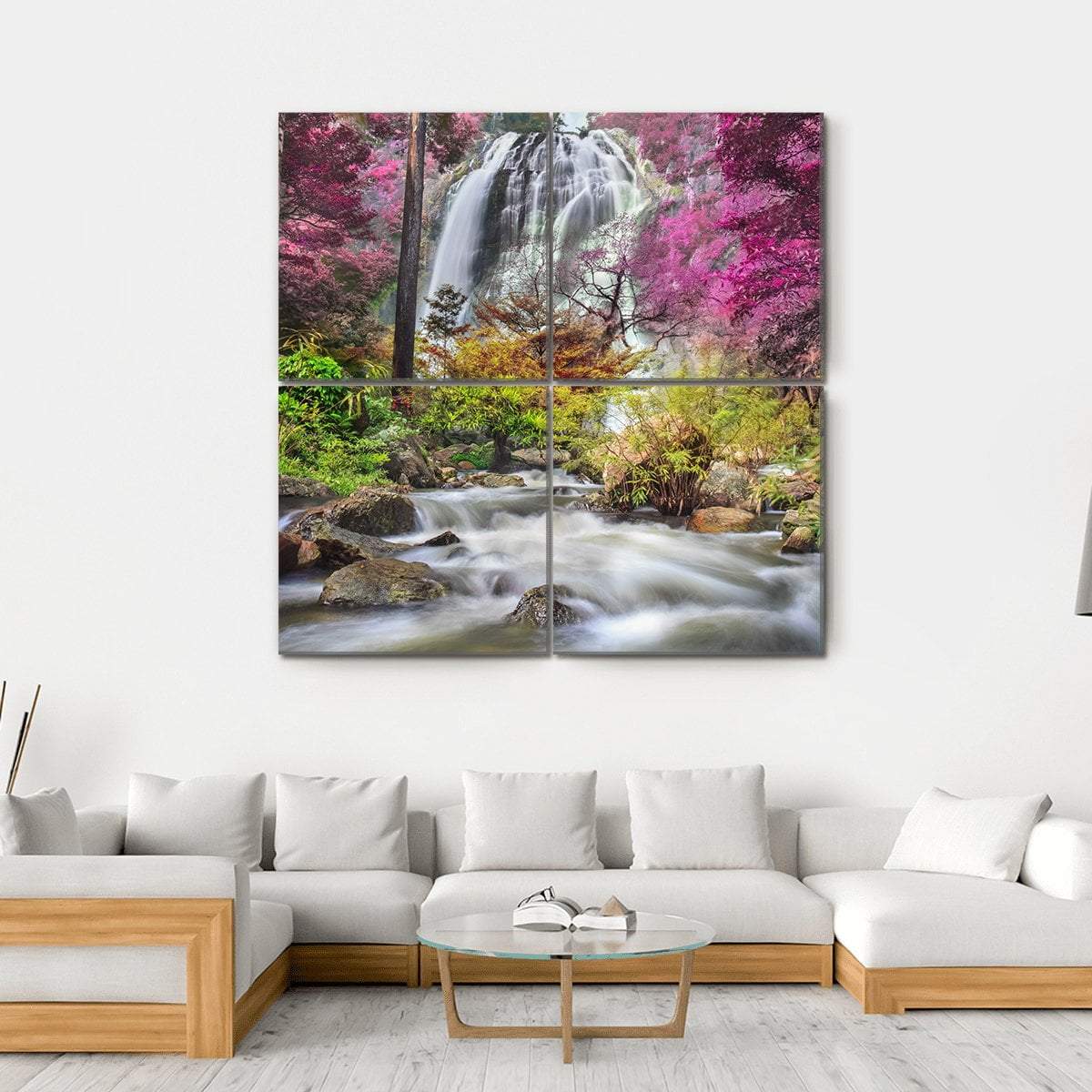 Klonglan Waterfall Thailand Canvas Wall Art-4 Square-Gallery Wrap-17" x 17"-Tiaracle