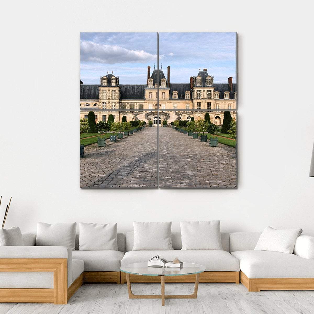 Fontainebleau Castle Canvas Wall Art-4 Square-Gallery Wrap-17" x 17"-Tiaracle