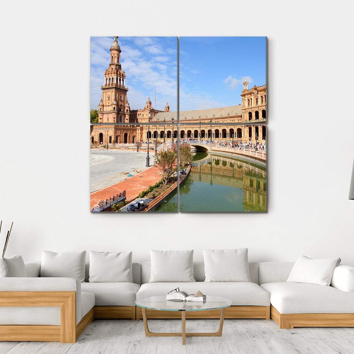 Plaza De Espana Canvas Wall Art-4 Square-Gallery Wrap-17" x 17"-Tiaracle