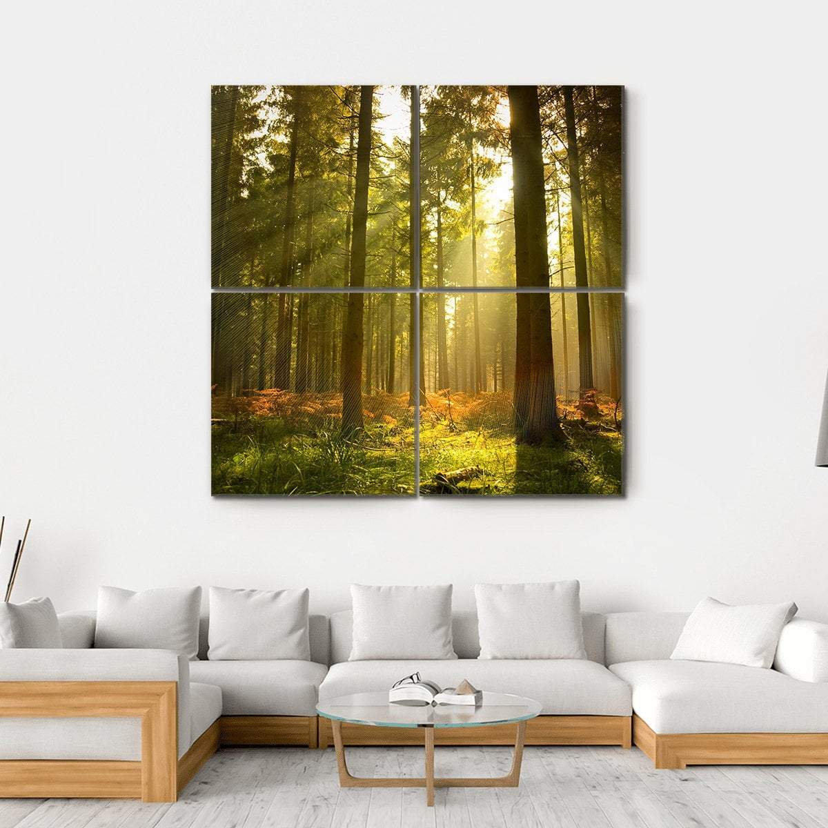 Forest At Dusk Canvas Wall Art-4 Square-Gallery Wrap-17&quot; x 17&quot;-Tiaracle