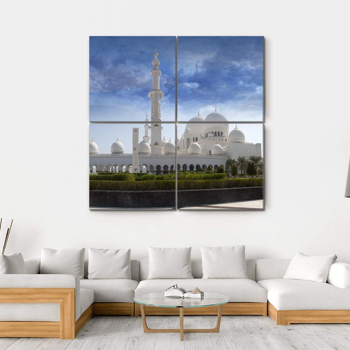 Sheikh Zayed Mosque In Abu Dhabi Canvas Wall Art-4 Square-Gallery Wrap-17" x 17"-Tiaracle