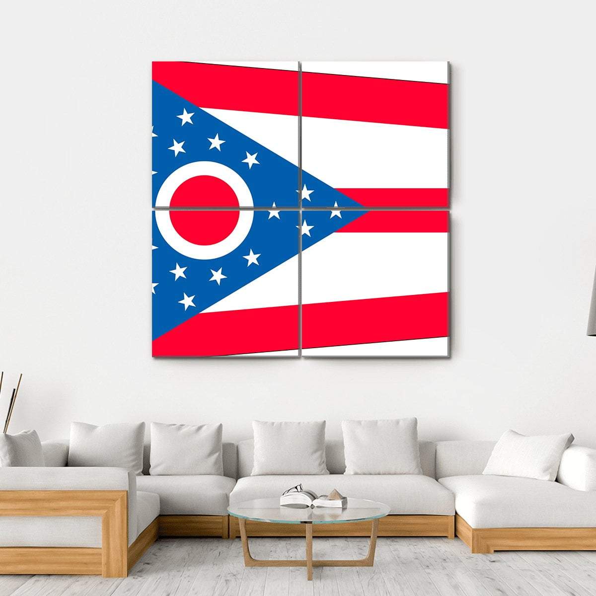 Ohio State Flag Canvas Wall Art-4 Square-Gallery Wrap-17" x 17"-Tiaracle