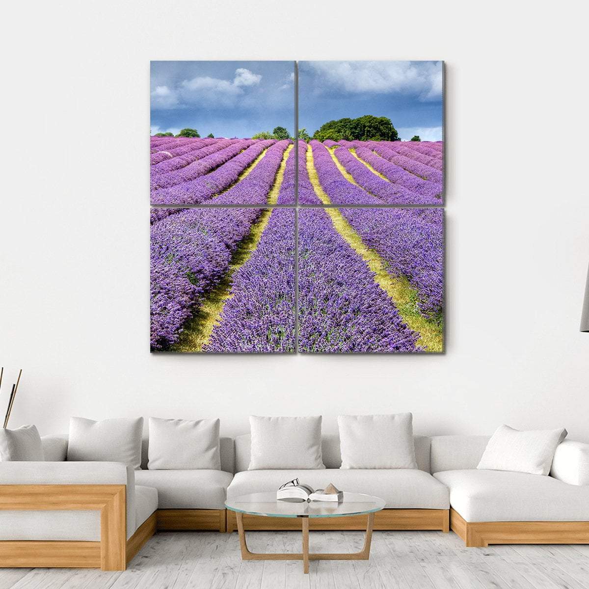 Lavender Field Canvas Wall Art-4 Square-Gallery Wrap-17" x 17"-Tiaracle
