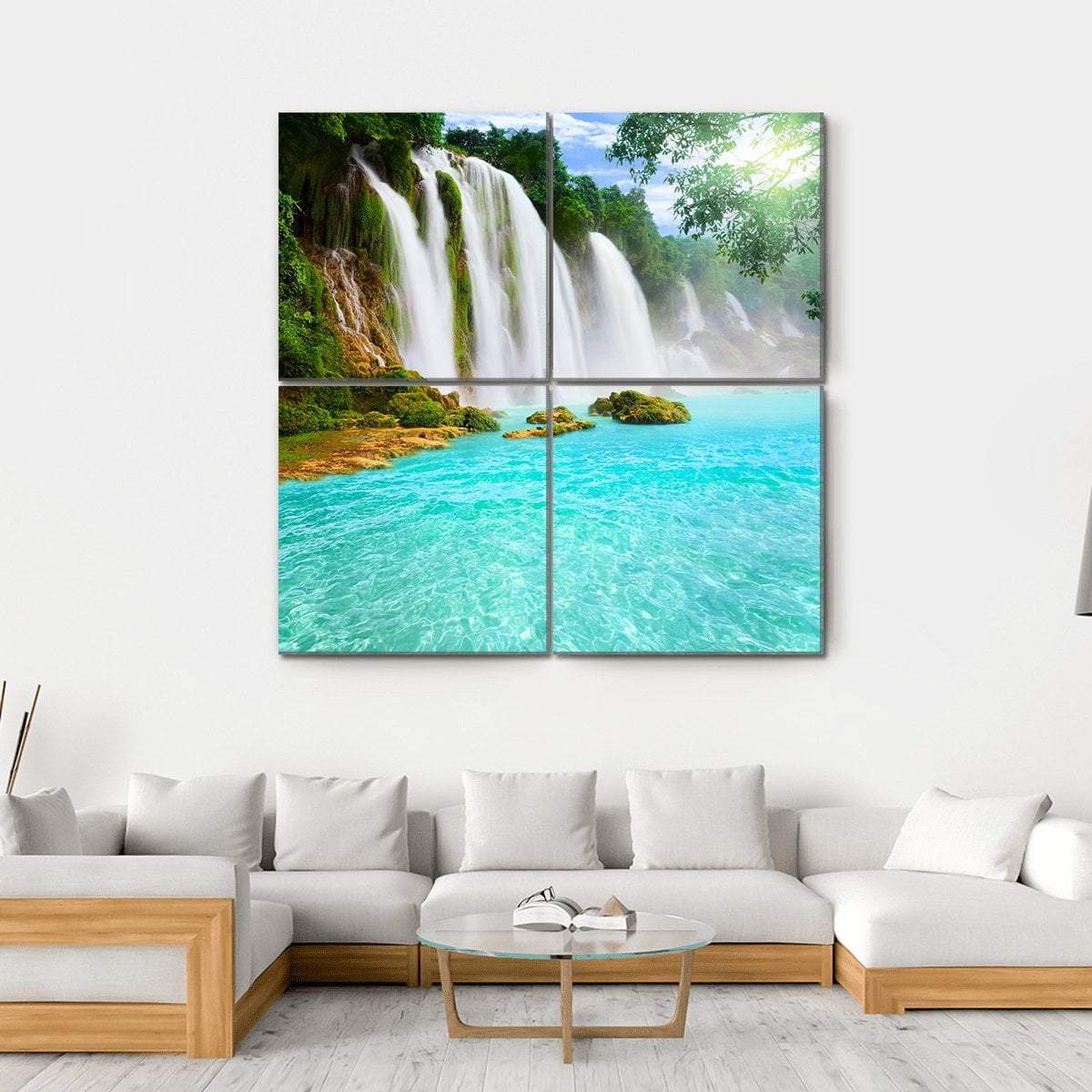 Ban Gioc Waterfall Vietnam Canvas Wall Art-4 Square-Gallery Wrap-17" x 17"-Tiaracle