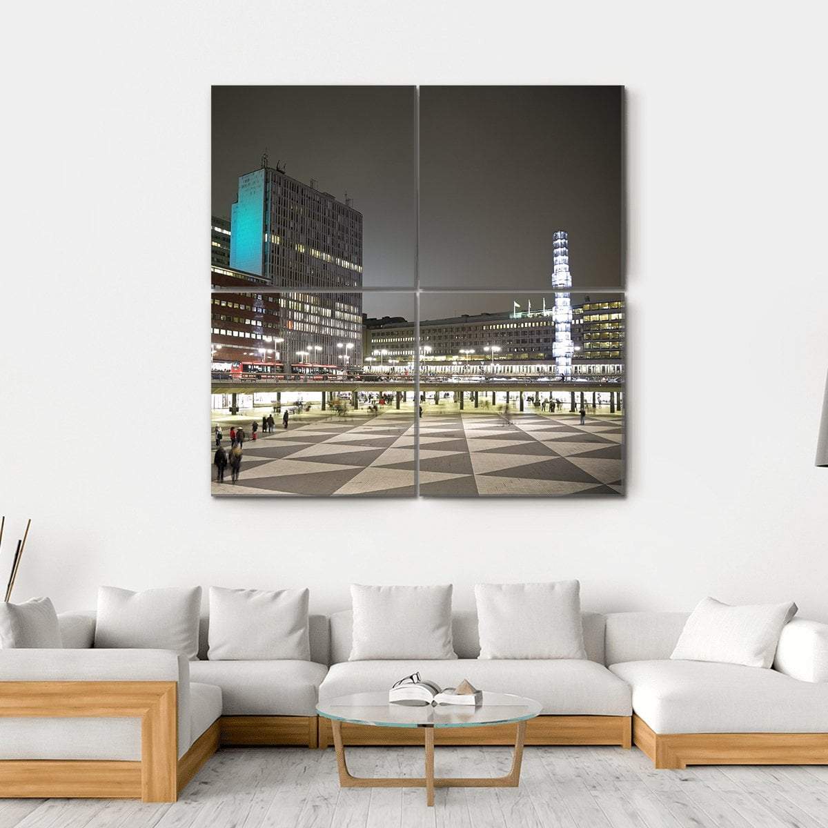 Sergels Torg Square In Stockholm City Canvas Wall Art-4 Square-Gallery Wrap-17" x 17"-Tiaracle