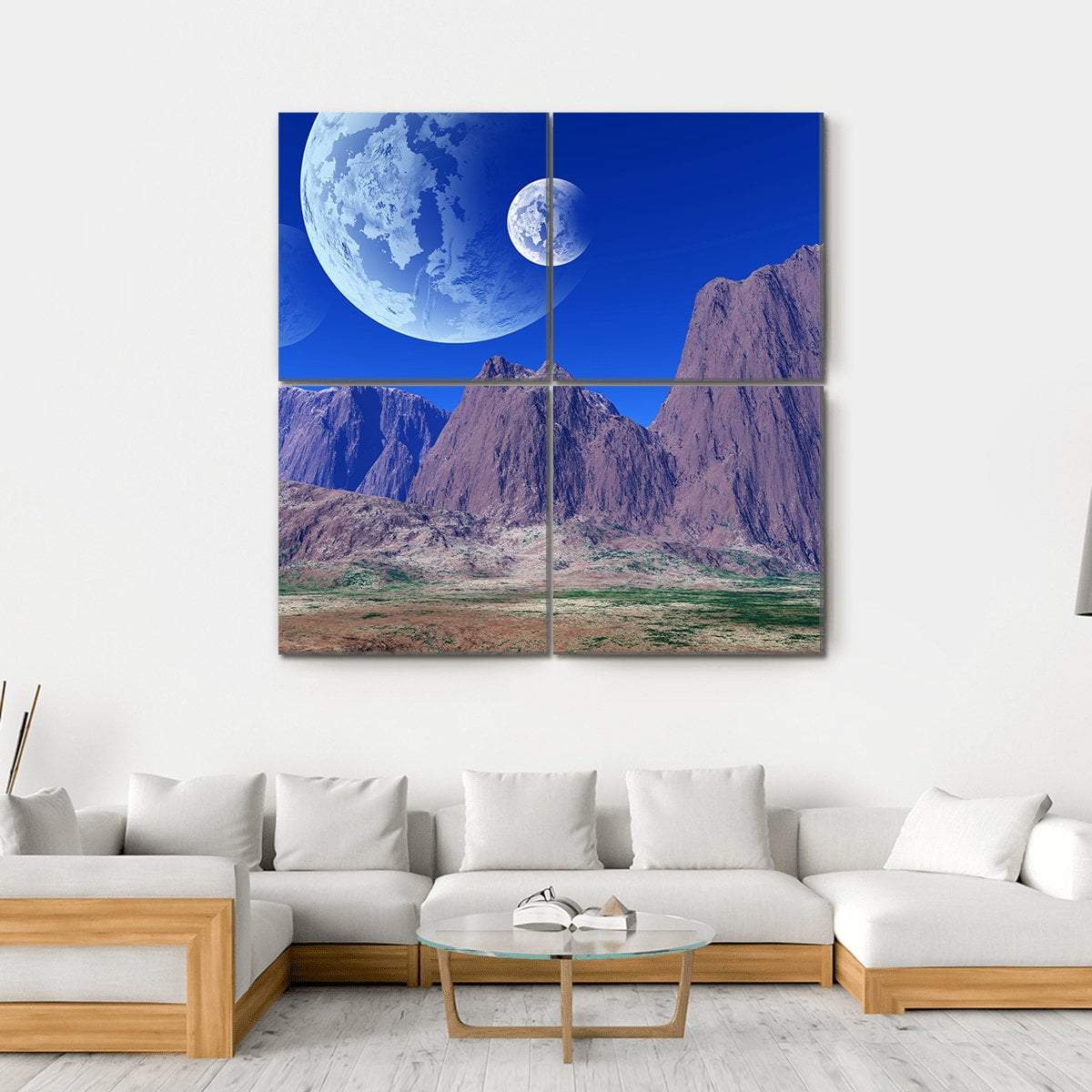 Colorful Fantasy Landscape Canvas Wall Art-4 Square-Gallery Wrap-17" x 17"-Tiaracle