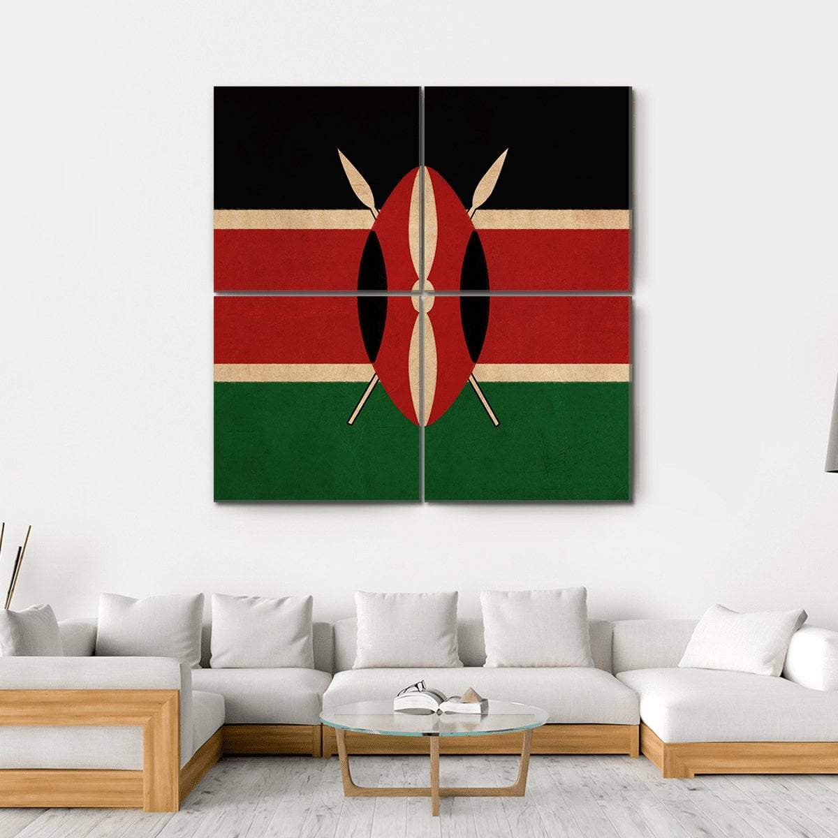 Kenya Flag Canvas Wall Art-4 Square-Gallery Wrap-17" x 17"-Tiaracle