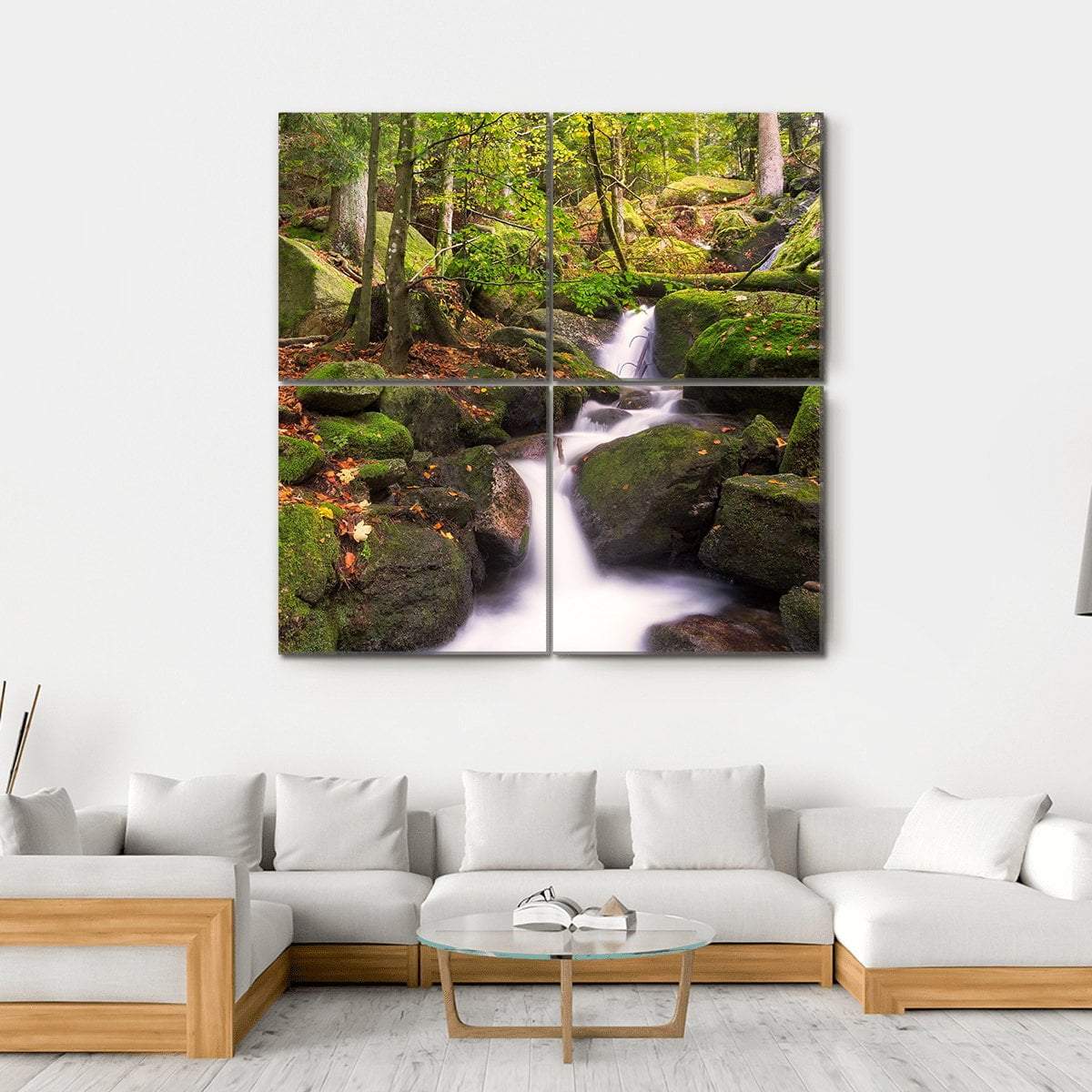 Gertelsbacher Waterfall Canvas Wall Art-4 Square-Gallery Wrap-17" x 17"-Tiaracle