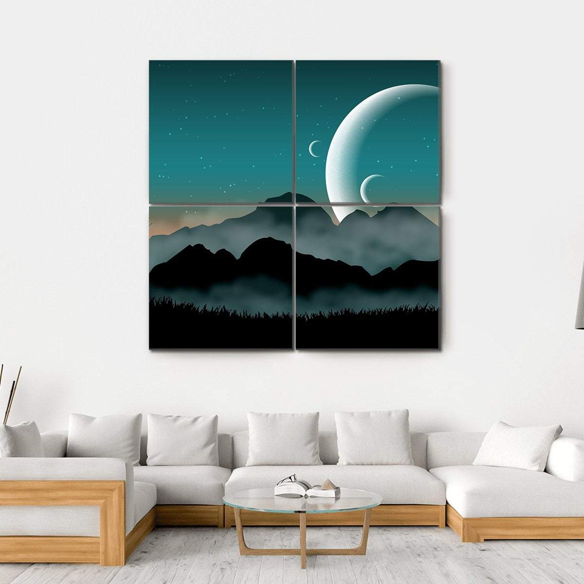 SF Space Night Sky Canvas Wall Art-4 Square-Gallery Wrap-17" x 17"-Tiaracle