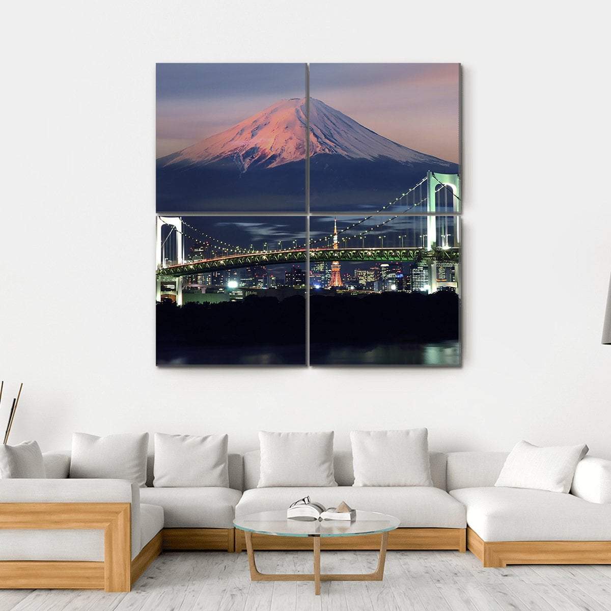 Mt Fuji Surreal View Canvas Wall Art-4 Square-Gallery Wrap-17" x 17"-Tiaracle