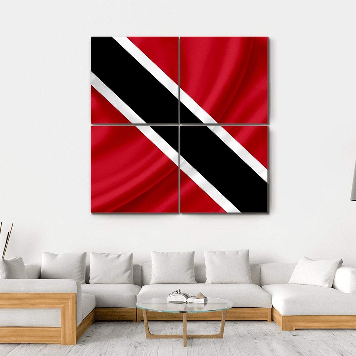 Waving Trinidad &amp; Tobago Flag Canvas Wall Art-4 Square-Gallery Wrap-17" x 17"-Tiaracle