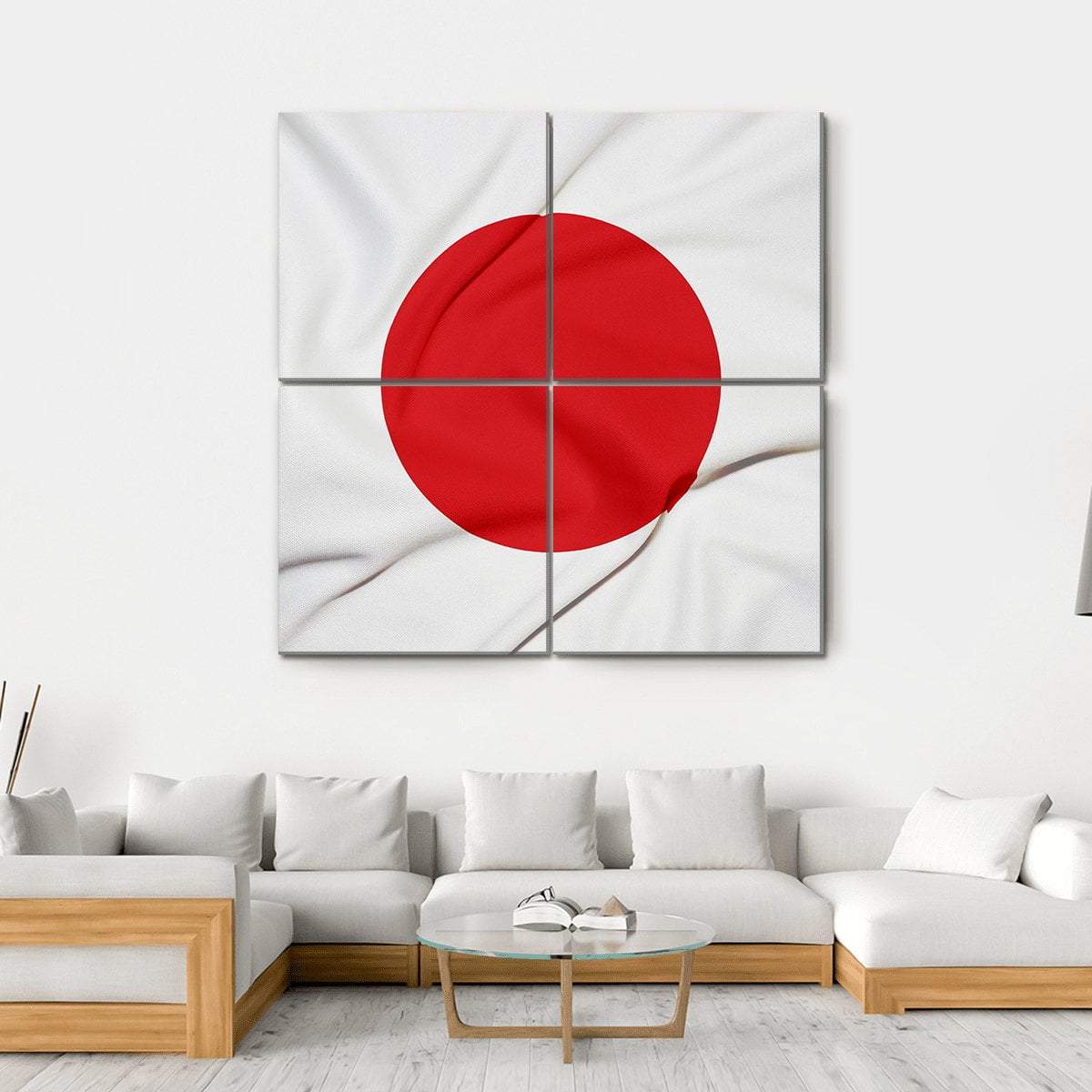 Japan Flag Canvas Wall Art-4 Square-Gallery Wrap-17" x 17"-Tiaracle