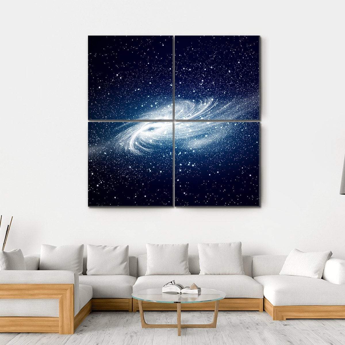 Spiral Galaxy Against Black Space Canvas Wall Art-4 Square-Gallery Wrap-17" x 17"-Tiaracle