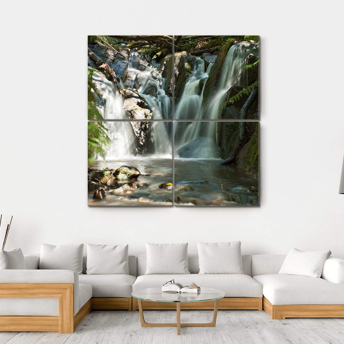 Olinda Falls Near Melbourne Canvas Wall Art-4 Square-Gallery Wrap-17" x 17"-Tiaracle