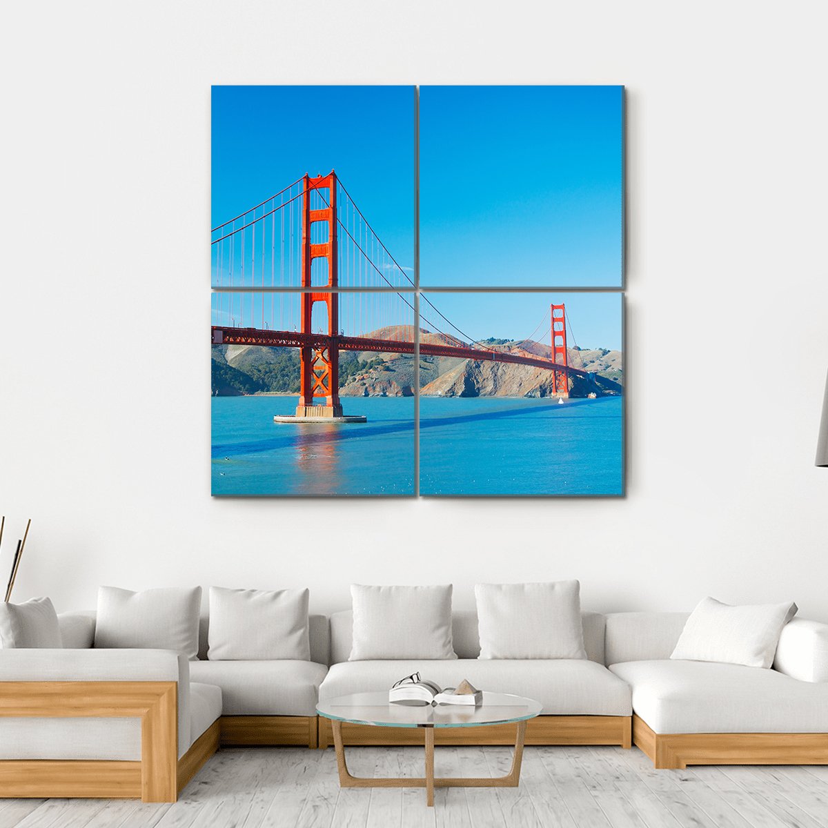 The Golden Gate Bridge Canvas Wall Art-4 Square-Gallery Wrap-17" x 17"-Tiaracle