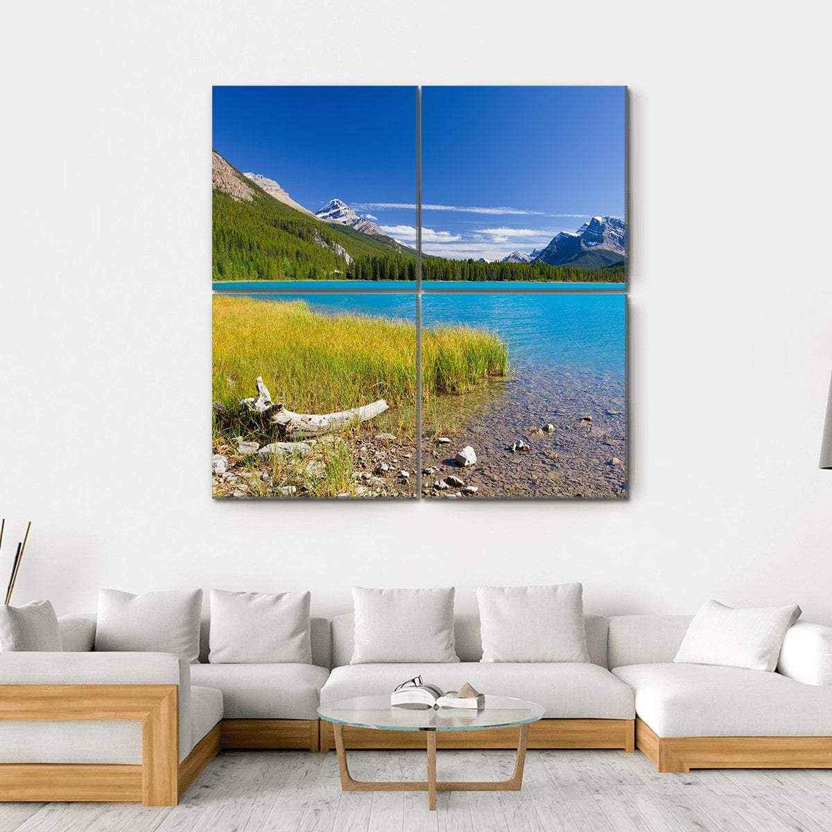 Canadian Lake Canvas Wall Art-4 Square-Gallery Wrap-17" x 17"-Tiaracle