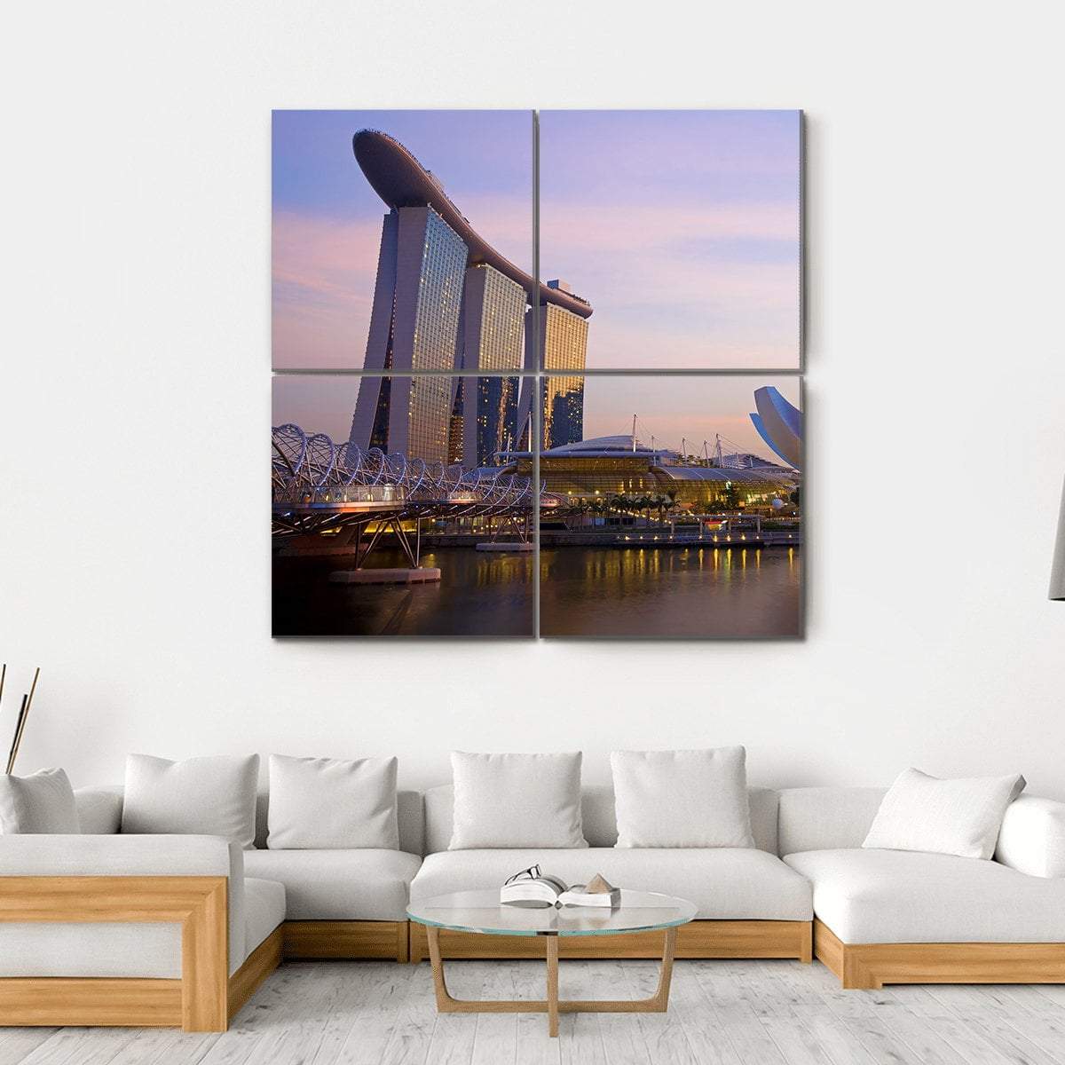 Singapore's Financial District Canvas Wall Art-4 Square-Gallery Wrap-17" x 17"-Tiaracle