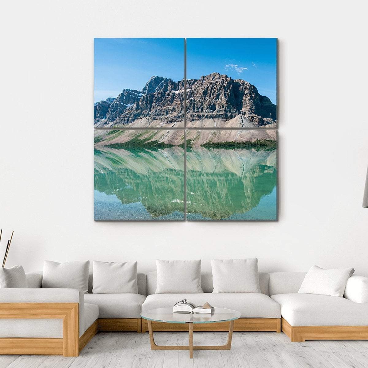 Bow Lake Canada Canvas Wall Art-4 Square-Gallery Wrap-17" x 17"-Tiaracle