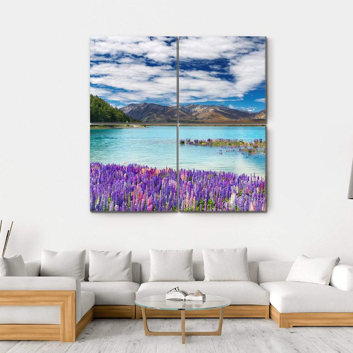Lake Tekapo New Zealand Canvas Wall Art-4 Square-Gallery Wrap-17" x 17"-Tiaracle
