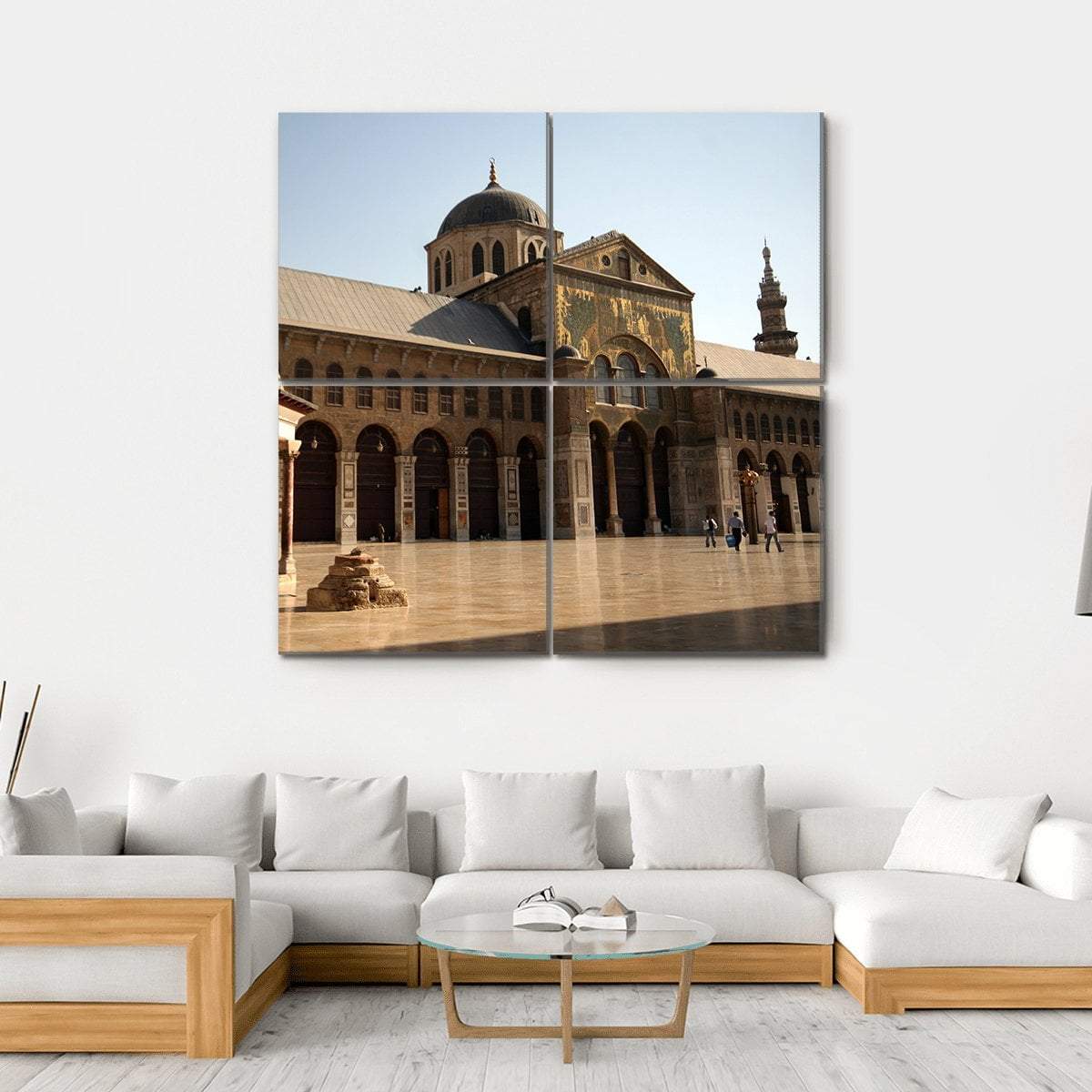 Famous Omayyad Mosque Canvas Wall Art-4 Square-Gallery Wrap-17" x 17"-Tiaracle