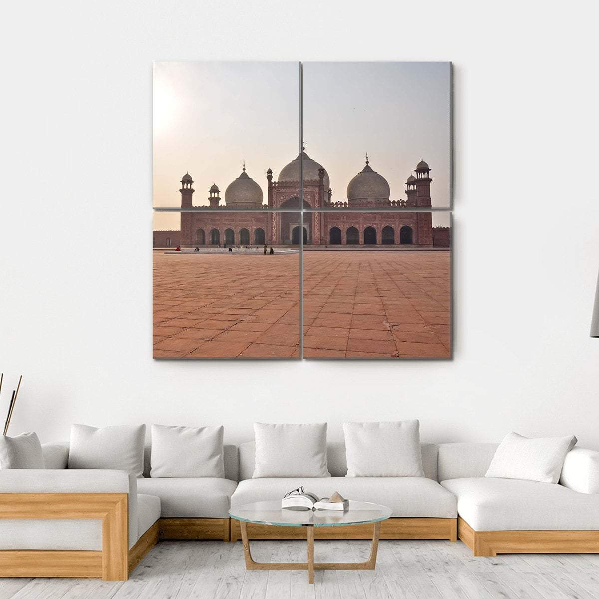 Badshahi Mosque In Lahore Canvas Wall Art-4 Square-Gallery Wrap-17" x 17"-Tiaracle