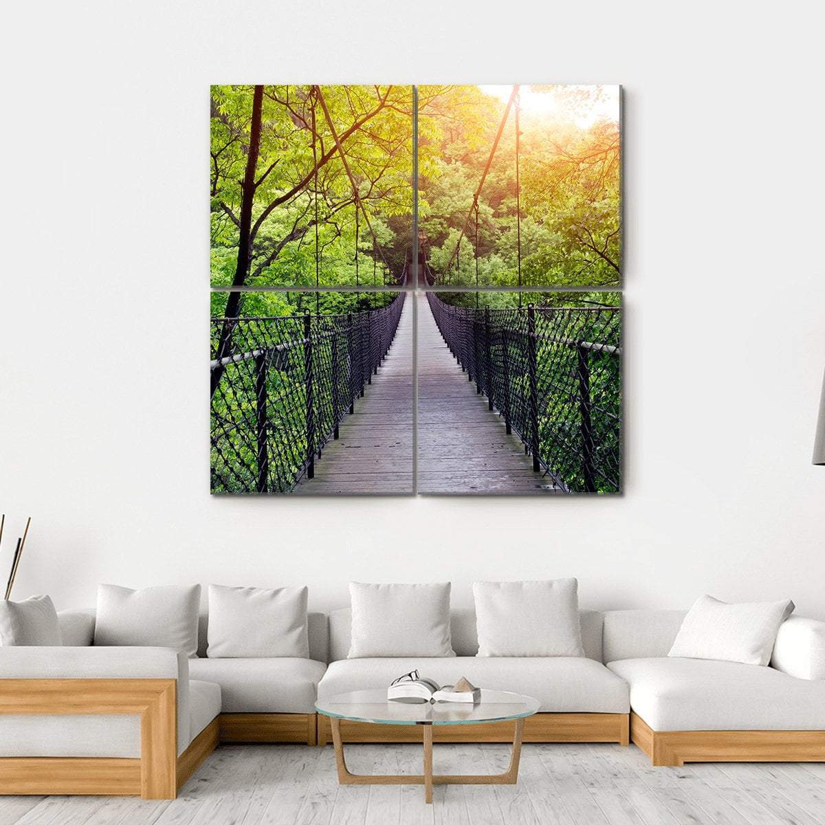 Bridge To The Jungle China Canvas Wall Art-4 Square-Gallery Wrap-17" x 17"-Tiaracle