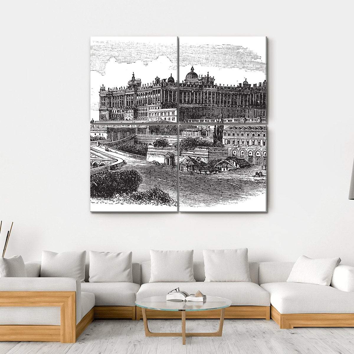 Royal Palace Of Madrid Canvas Wall Art-4 Square-Gallery Wrap-17" x 17"-Tiaracle