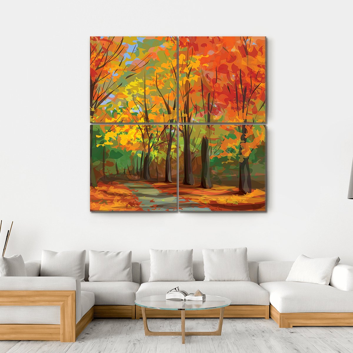 Pathway In Park Canvas Wall Art-4 Square-Gallery Wrap-17" x 17"-Tiaracle
